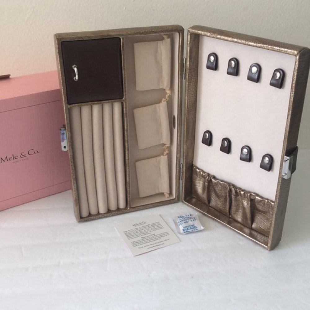 Mele & Co.Jewelry Box Vivienne Large Contour TRVL Bronze Textured Faux Leather